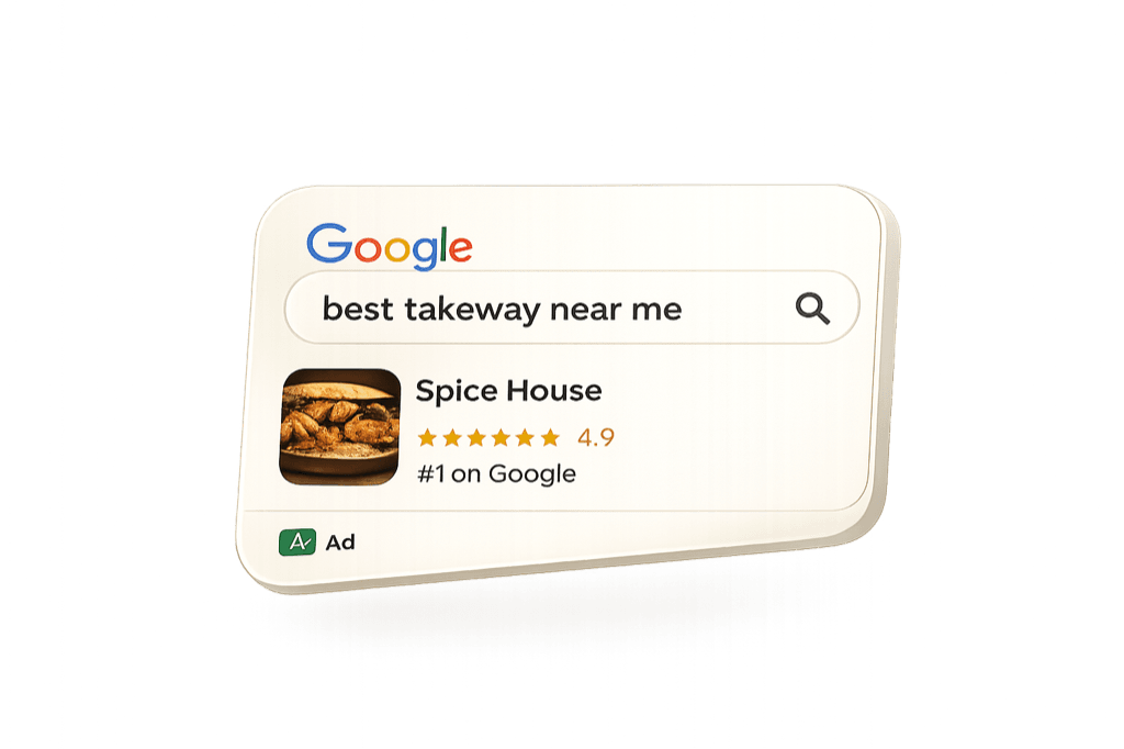 Google review showing 5 stars for a restaurant